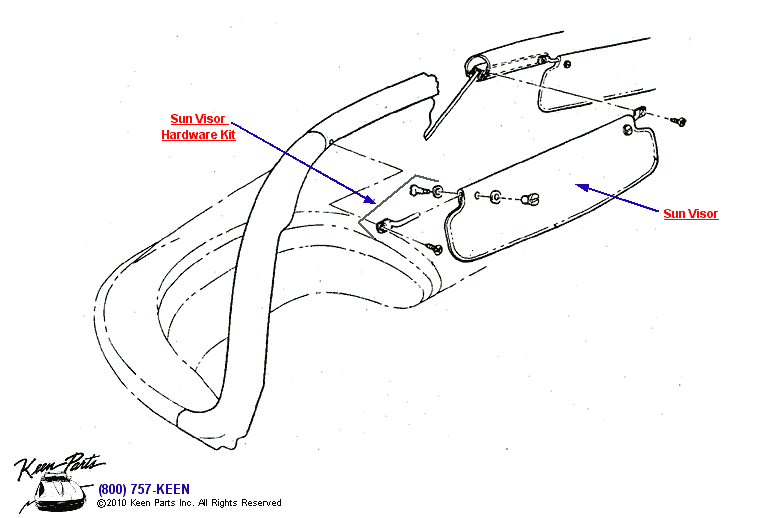 Sun Visor Diagram for a 1958 Corvette