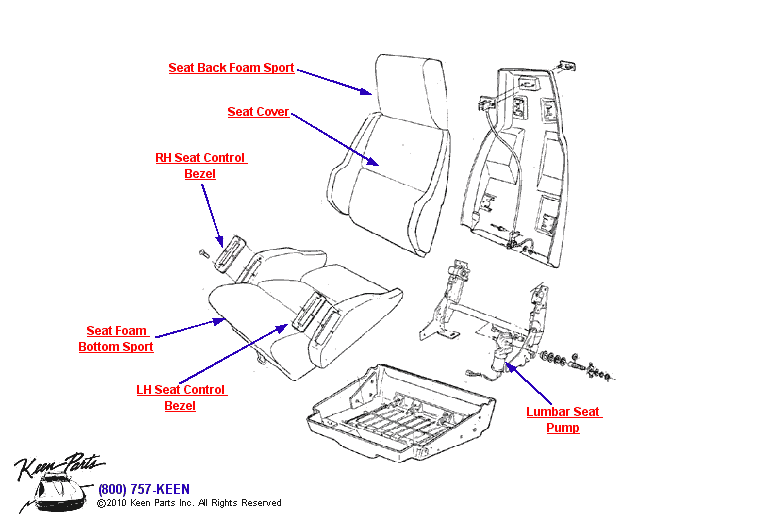 Sport Seat Diagram for a 1992 Corvette