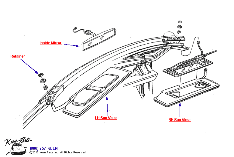 Interior Mirror Diagram for a 1995 Corvette