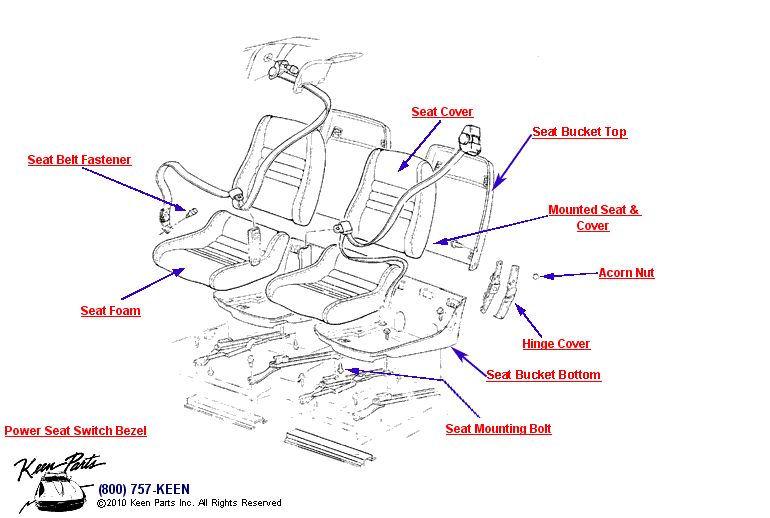 Seats Diagram for a 2008 Corvette