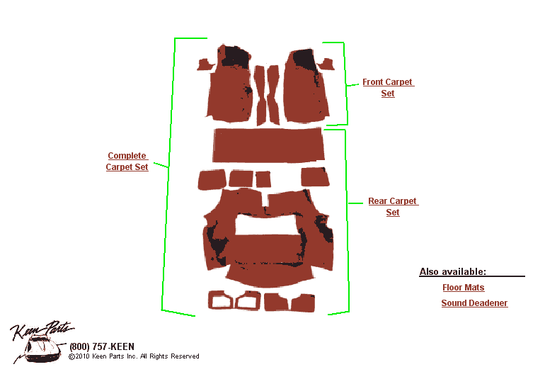 Carpet Sets Diagram for a 2018 Corvette