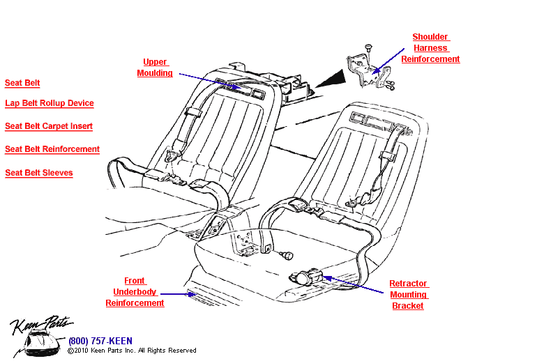 Seats &amp; Belts Diagram for a 1973 Corvette