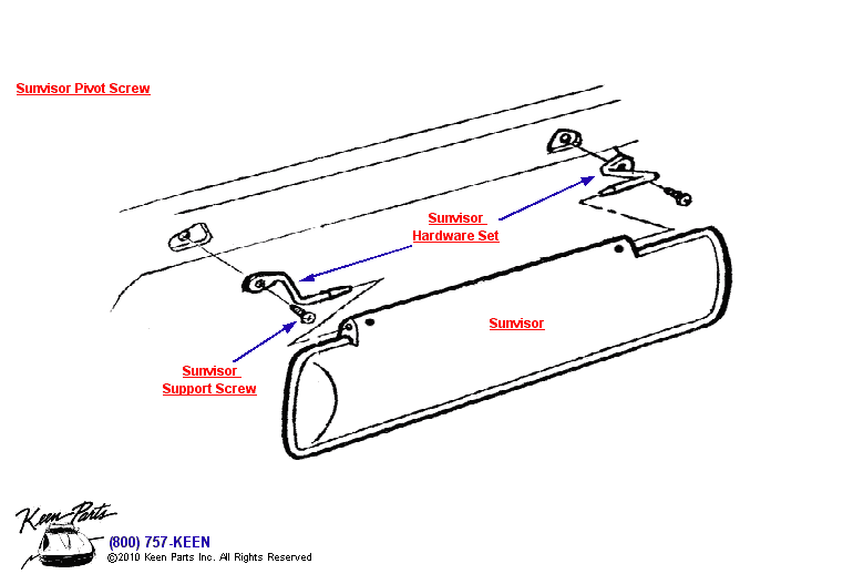 Sunvisor Diagram for a 1968 Corvette