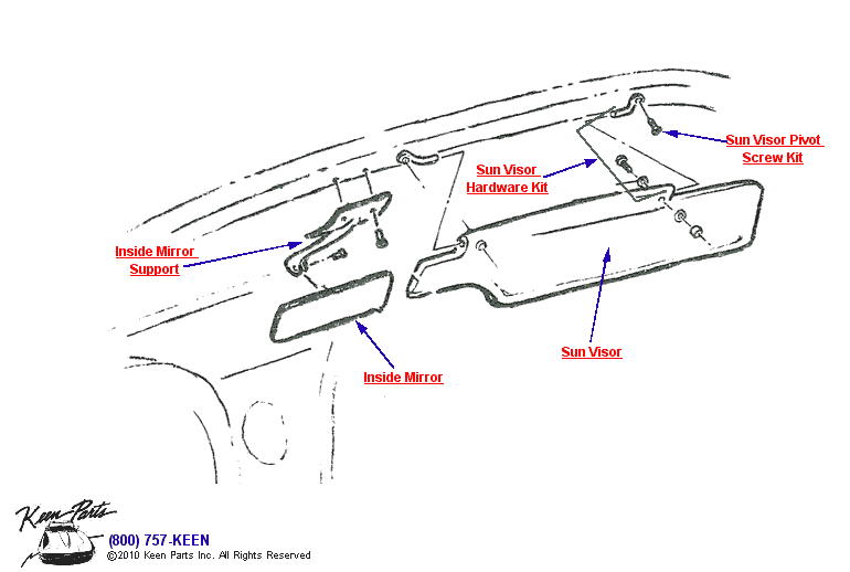 Inside Mirror Diagram for a 1964 Corvette