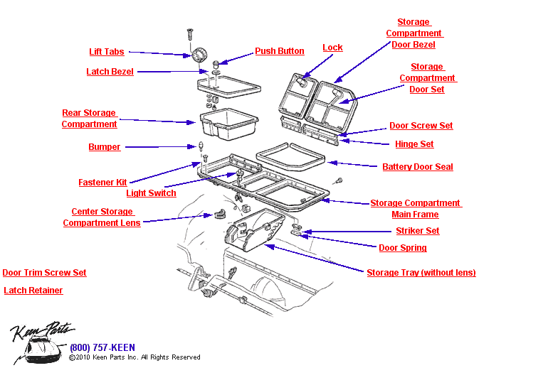3 Door Rear Storage Compartment Diagram for a 1970 Corvette