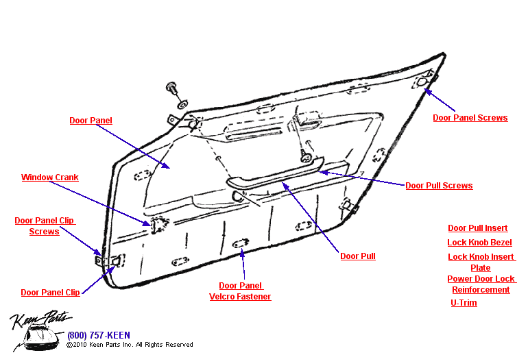 Door Panel Diagram for a 1958 Corvette