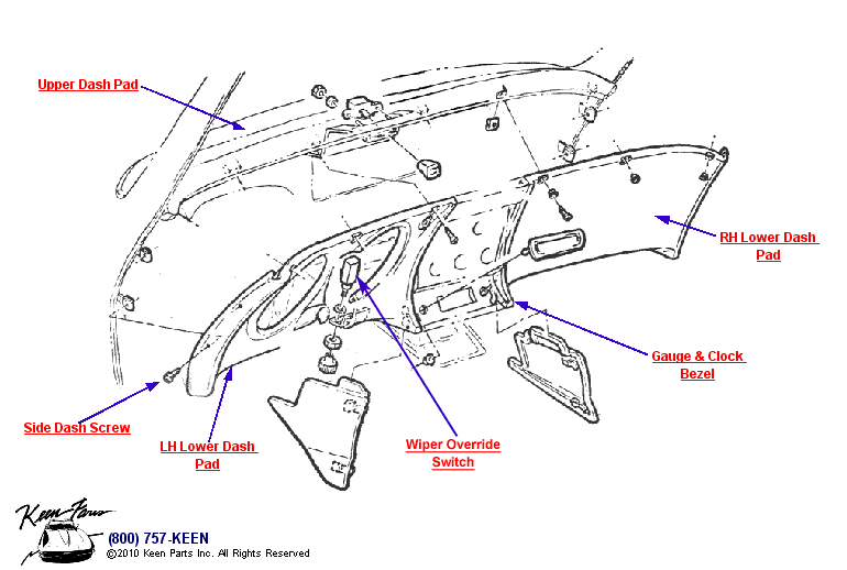 Lower Dash Diagram for a 2000 Corvette
