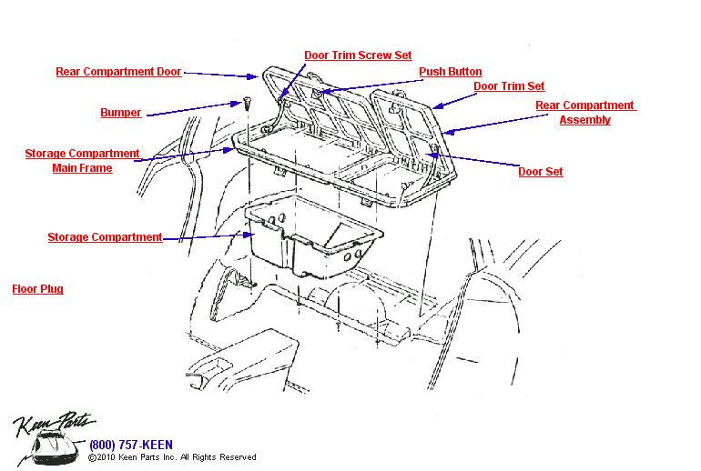 2 Door Storage Compartment Diagram for a C3 Corvette