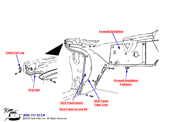 Dash Mat &amp; Cowl Trim Diagram for a C1 Corvette