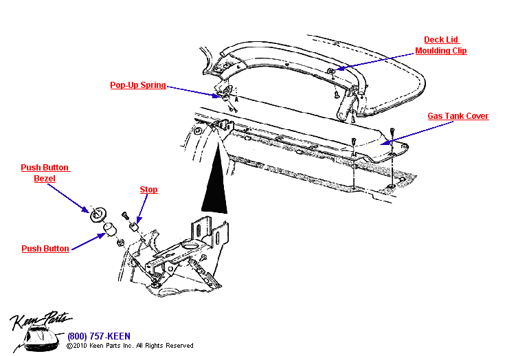 Deck Lid Opener Diagram for a 1957 Corvette