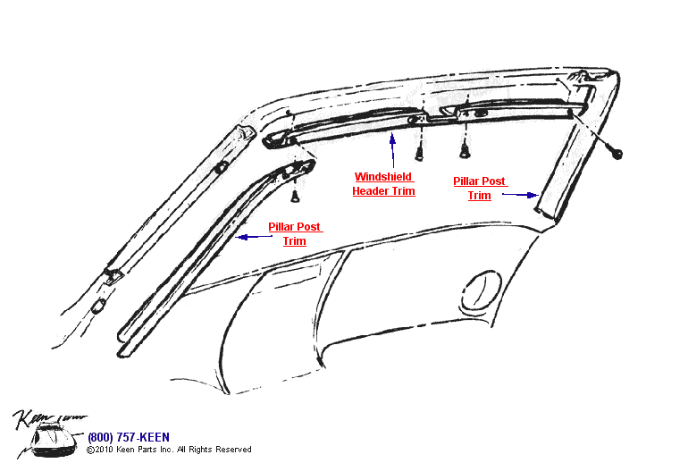 Windshield Trim Diagram for a 1977 Corvette