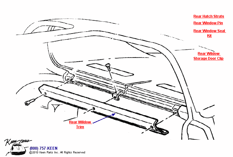 Rear Window Trim Diagram for a 1976 Corvette