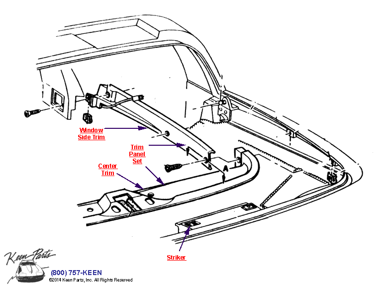 Rear Window Trim Diagram for a 1989 Corvette