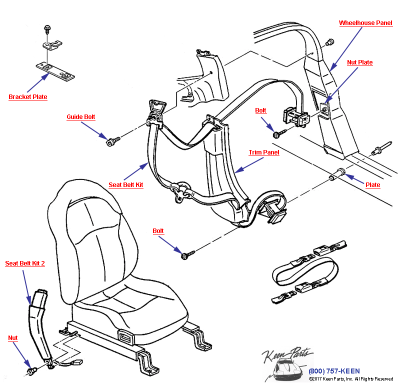 Seat Belts- Canadian Base Equipment Diagram for a 2020 Corvette