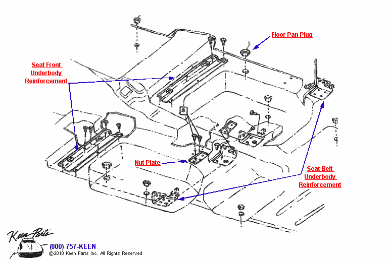 Underbody Seat Mounts Diagram for a 1992 Corvette