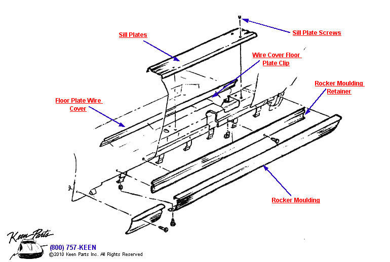 Door Sills &amp; Floor Plates Diagram for a 1974 Corvette