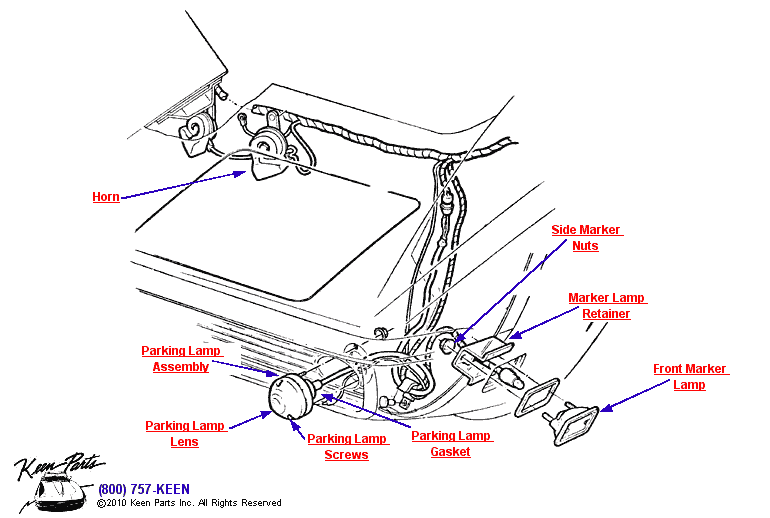 Parking &amp; Marker Lamps Diagram for a 1965 Corvette