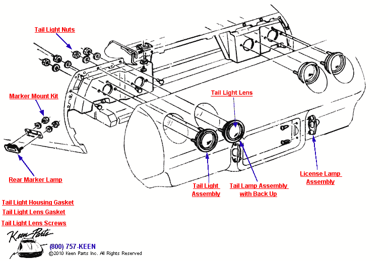 Rear Marker &amp; Tail Lights Diagram for a 1978 Corvette