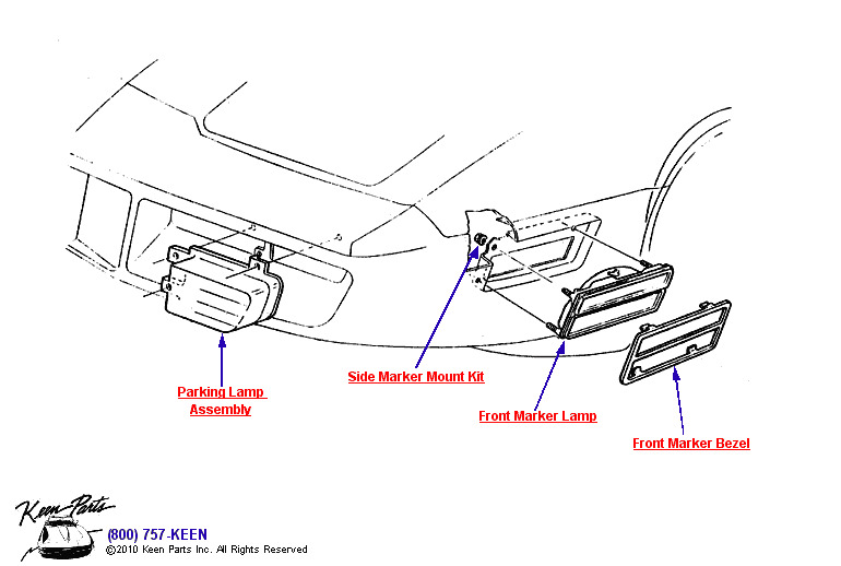 Parking &amp; Front Markers Diagram for a 2024 Corvette