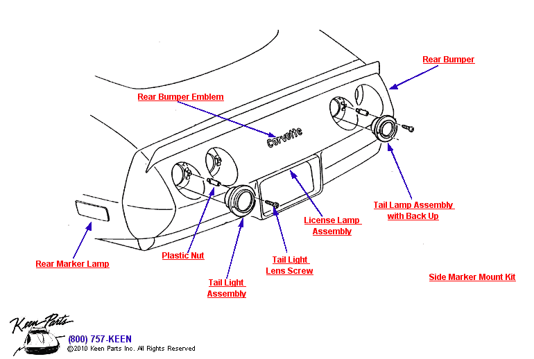 Rear Marker &amp; Tail Lights Diagram for a 2007 Corvette
