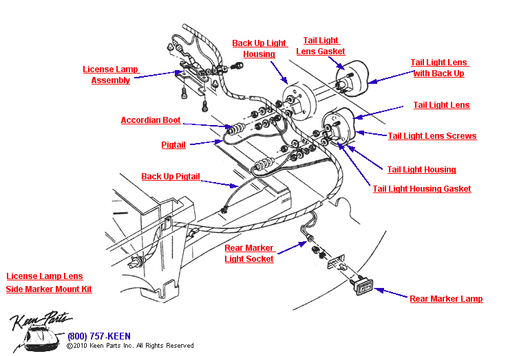 Rear Marker &amp; Tail Lights Diagram for a 2022 Corvette