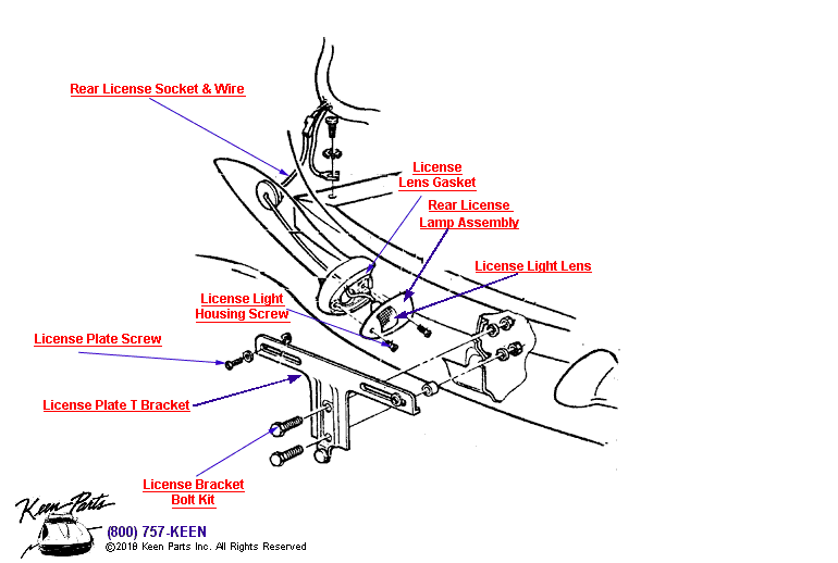 Rear License Lamp Diagram for a 1986 Corvette