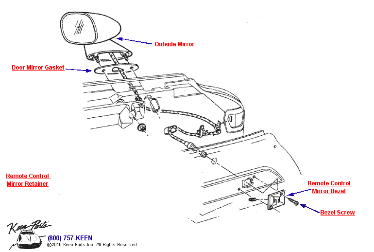 Remote Control Mirror Diagram for a 1978 Corvette