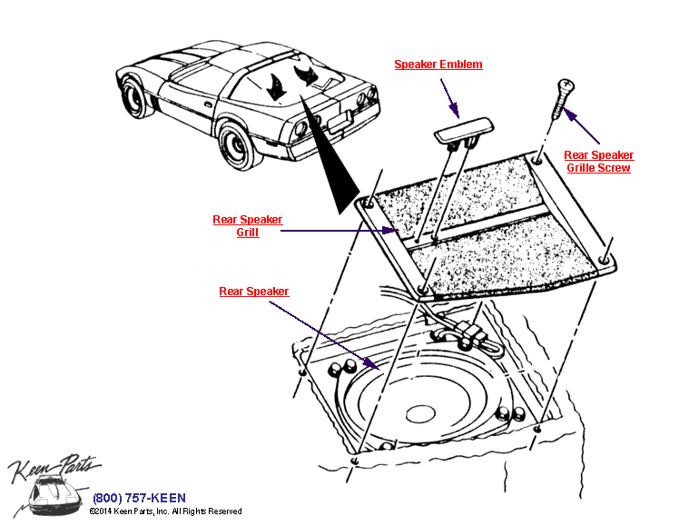 Rear Speakers Diagram for a 1987 Corvette