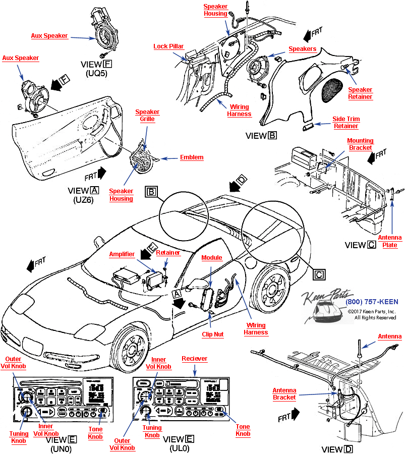 Hardtop Radio Diagram for a 1997 Corvette