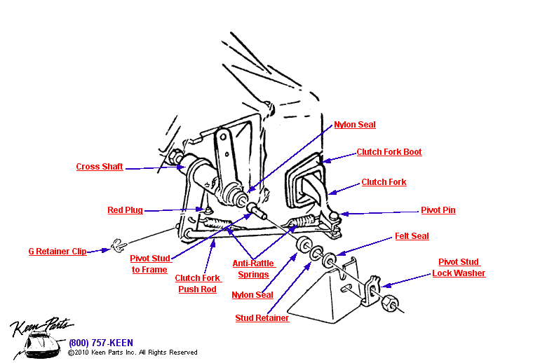 Clutch Control Shaft Diagram for a C2 Corvette