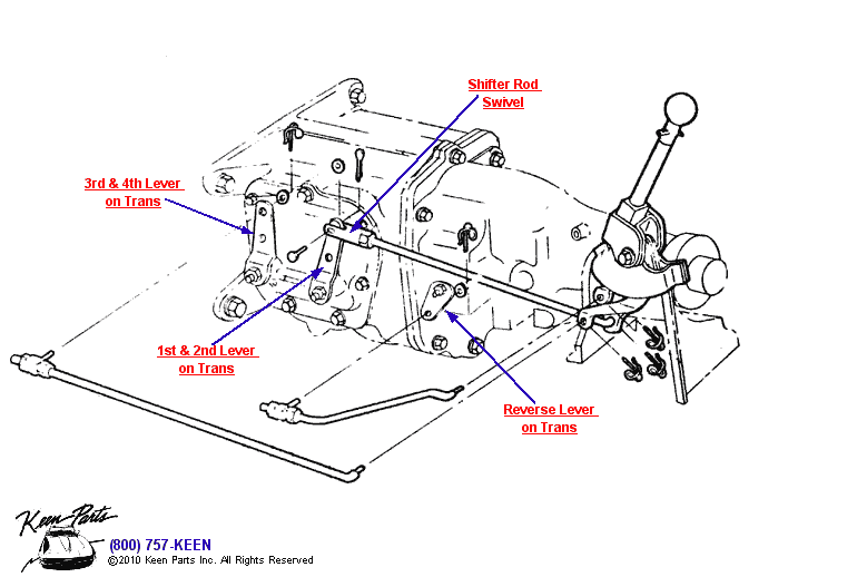 4 Speed Control Rods Diagram for a 1955 Corvette