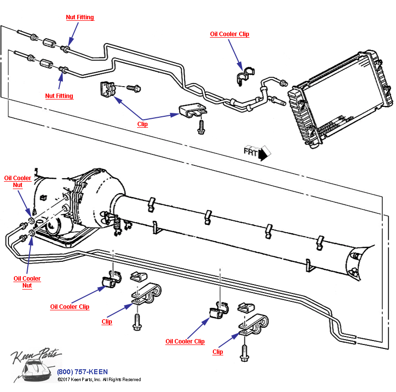 Automatic Transaxle Oil Cooler &amp; Pipes Diagram for a 2001 Corvette