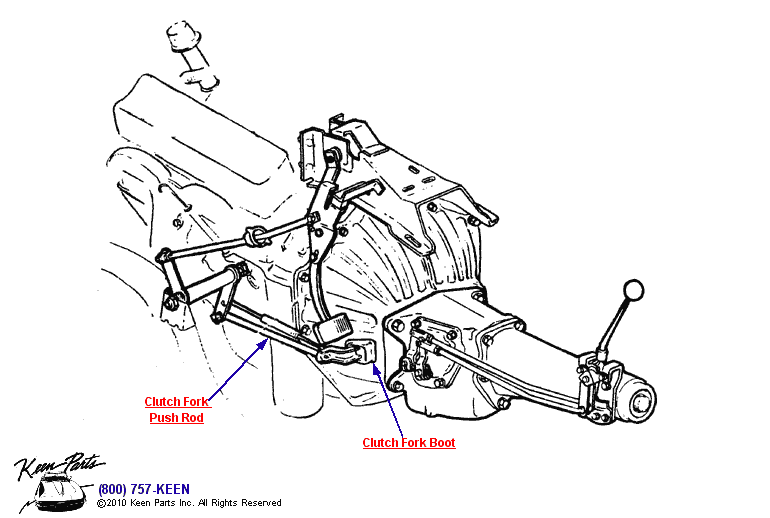 Clutch Fork Push Rod Diagram for a 1954 Corvette