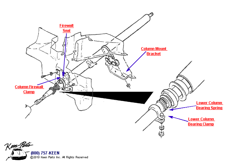 Column Jacket &amp; Support Diagram for a 1963 Corvette