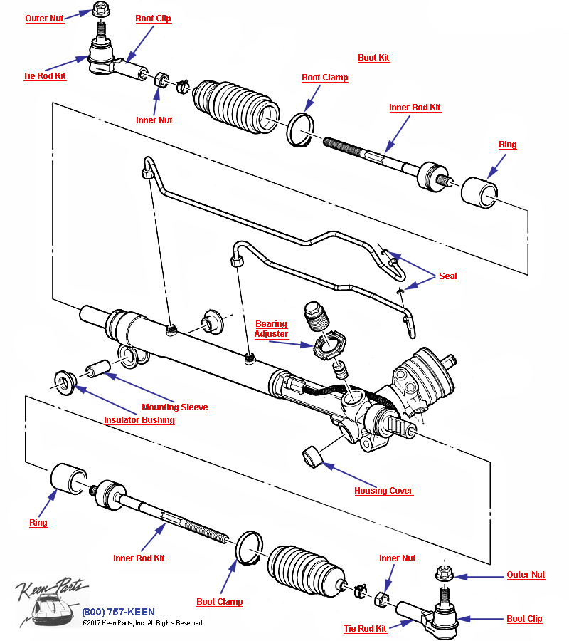 Steering Gear Assembly Diagram for a 2002 Corvette
