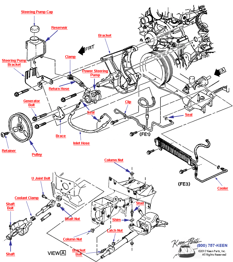 Steering Pump Mounting &amp; Related Parts Diagram for a 1989 Corvette