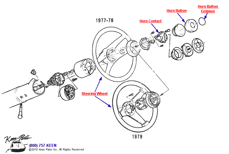 Steering Wheel &amp; Horn Button Diagram for a 1980 Corvette