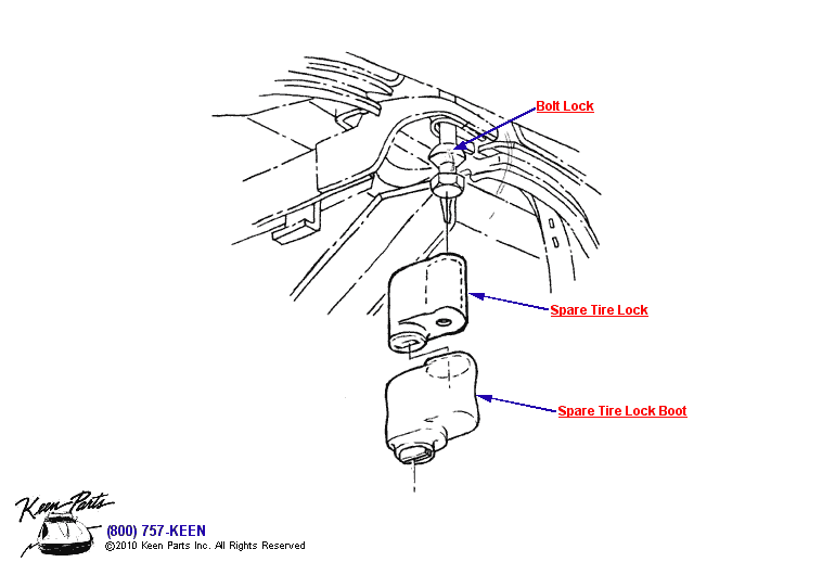 Spare Tire Lock Diagram for a 1966 Corvette