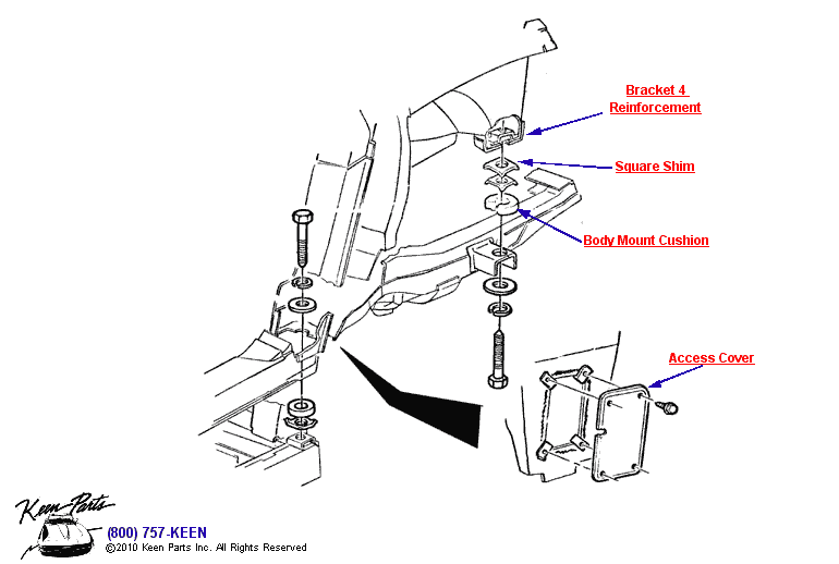 Body Mount #4 Detail Diagram for a 1970 Corvette