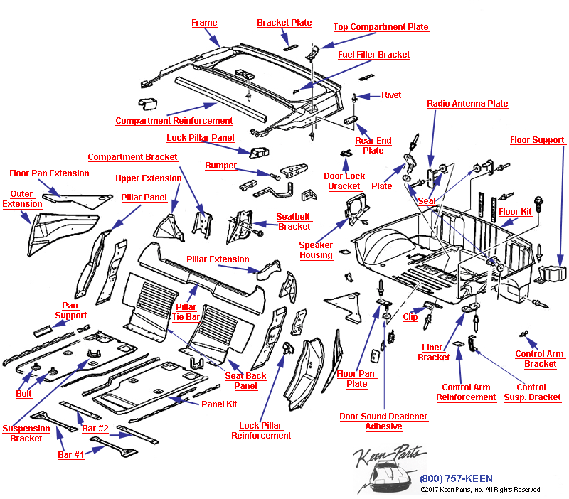 Sheet Metal/Body Mid- Convertible Diagram for a 1997 Corvette