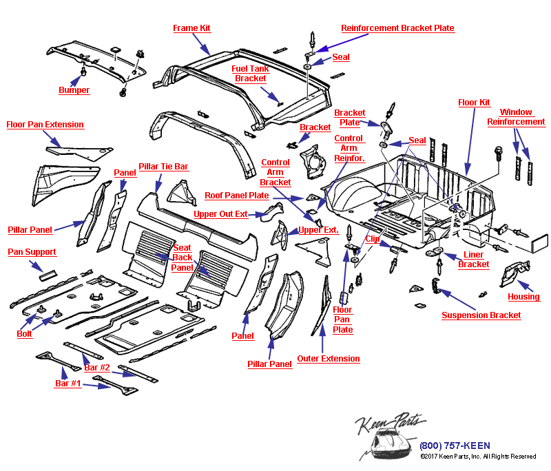 Sheet Metal/Body Mid- Coupe Diagram for a 1982 Corvette