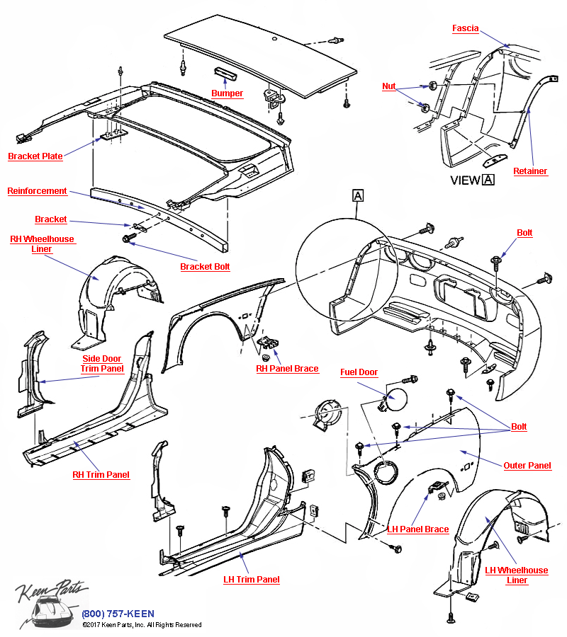 Body Rear- Hardtop Diagram for a C5 Corvette