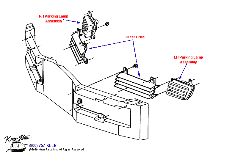 Outer Grille Diagram for a 2009 Corvette
