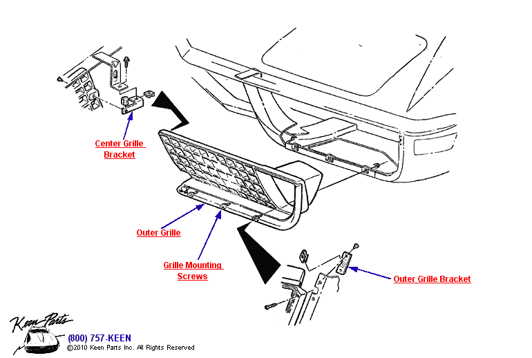 Outer Grille &amp; Supports Diagram for a 1988 Corvette