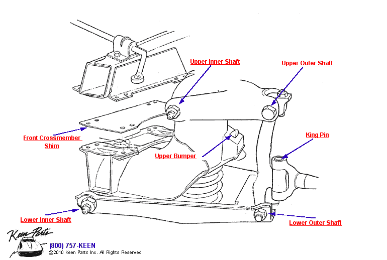 Front Control Arms Diagram for a 1962 Corvette