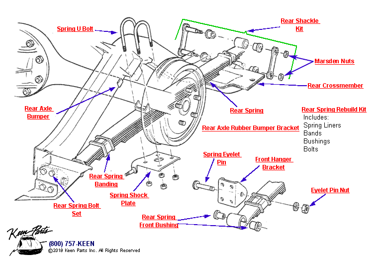 Rear Spring Assembly Diagram for a 1955 Corvette