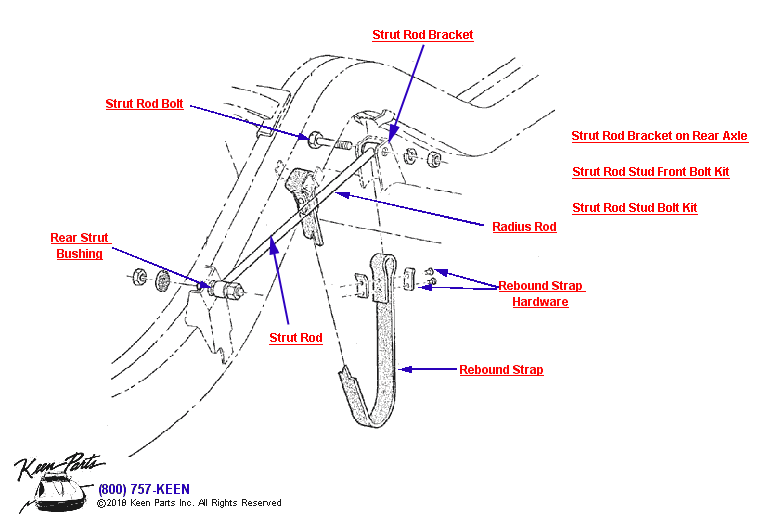 Rebound Strap &amp; Rear Strut Diagram for a 1958 Corvette