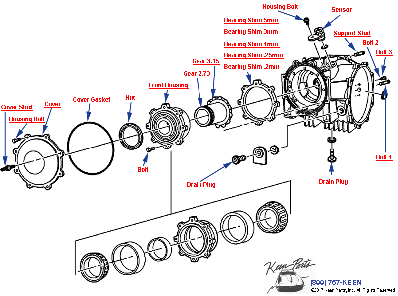 Differential Carrier / Part 1 Diagram for a 1989 Corvette