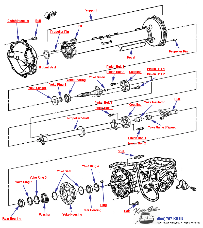 Driveline Support- Manual Transmission Diagram for a 1998 Corvette