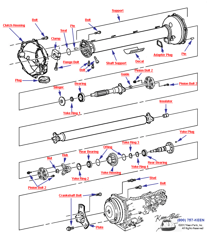 Driveline Support- Automatic Transmission Diagram for a 1964 Corvette